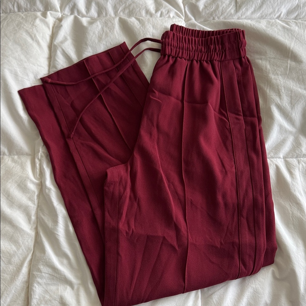 Express Maroon Elastic Waist Pants